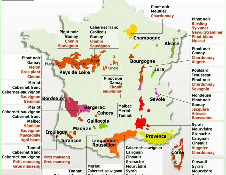 Carte De France Des Vins Et Cépages